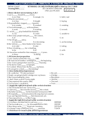 Đề thi khảo sát chất lượng các đội tuyển học sinh giỏi môn Tiếng Anh Lớp 6 - Đề số 637 - Năm học 2017-2018 - Đỗ Bình